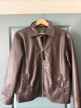 Wild Fable Brown Leather Zip-Front Jacket